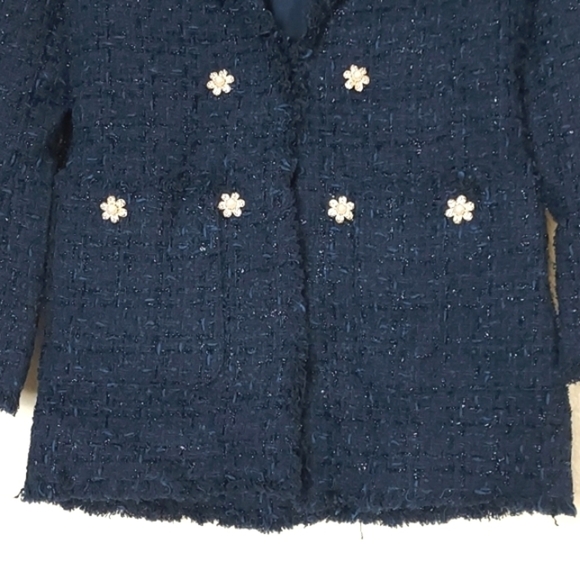 NWOT Amen Wardy Tweed Blazer Jacket Blue Size FR36 - Picture 5 of 16